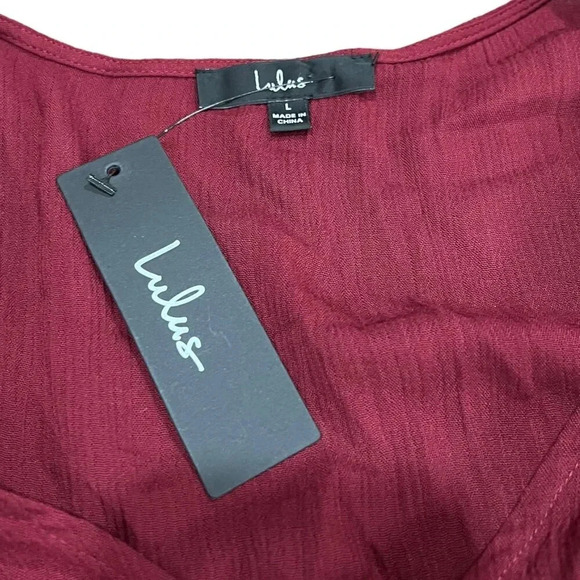 Lulus Burgundy Heart of Marigold Wrap Maxi Dress L - Picture 4 of 5